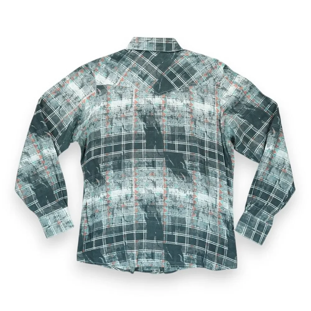 Cruel Mens Shirt‎ XL Plaid Multicolor Snap Closure Western Style Long Sleeve